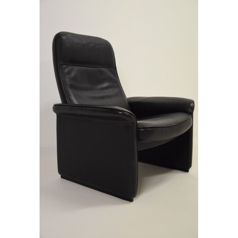 Relax black leather chair, De Sede, 1970-80s