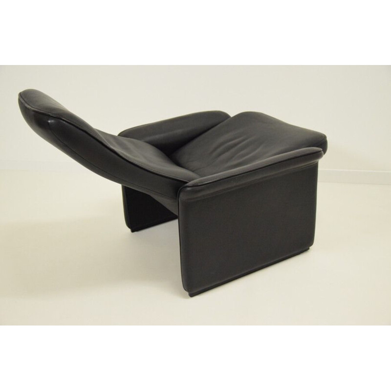 Relax black leather chair, De Sede, 1970-80s