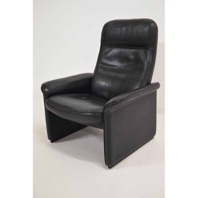 Relax black leather chair, De Sede, 1970-80s