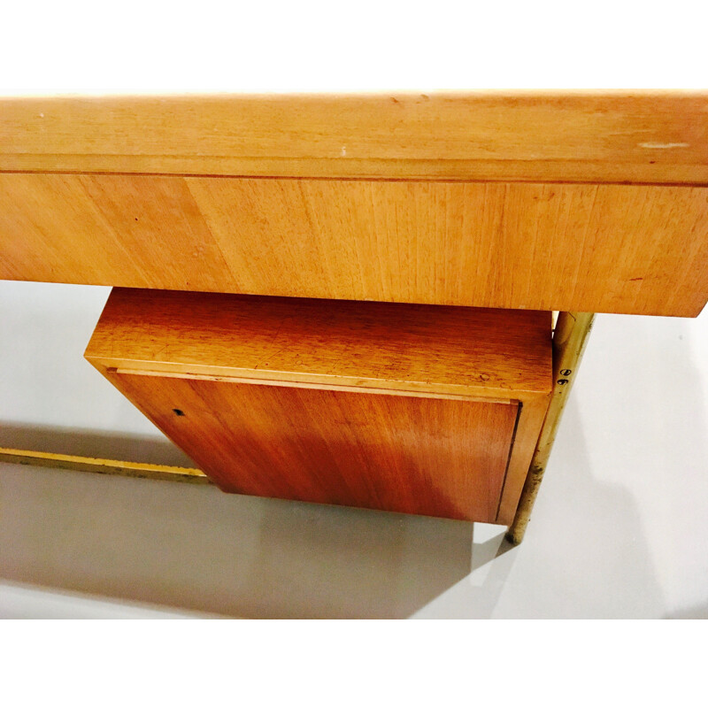 Vintage rosewood and brass desk, Scandinavian design 1950