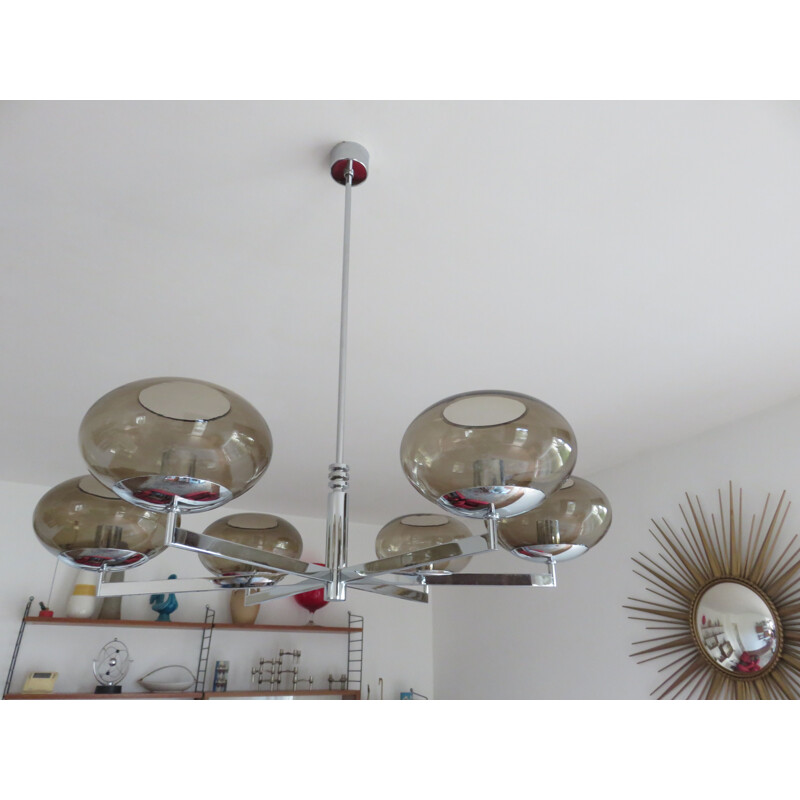 Lustre vintage "Gaetano SCIOLARI" chandelier 1970 