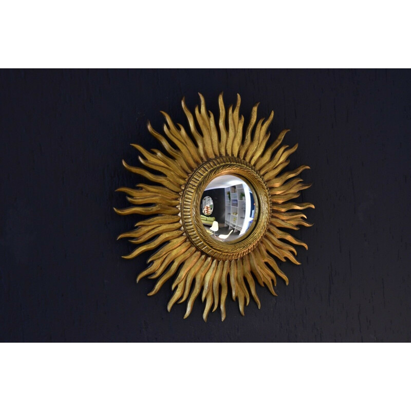 Vintage sunburst convex mirror 1970