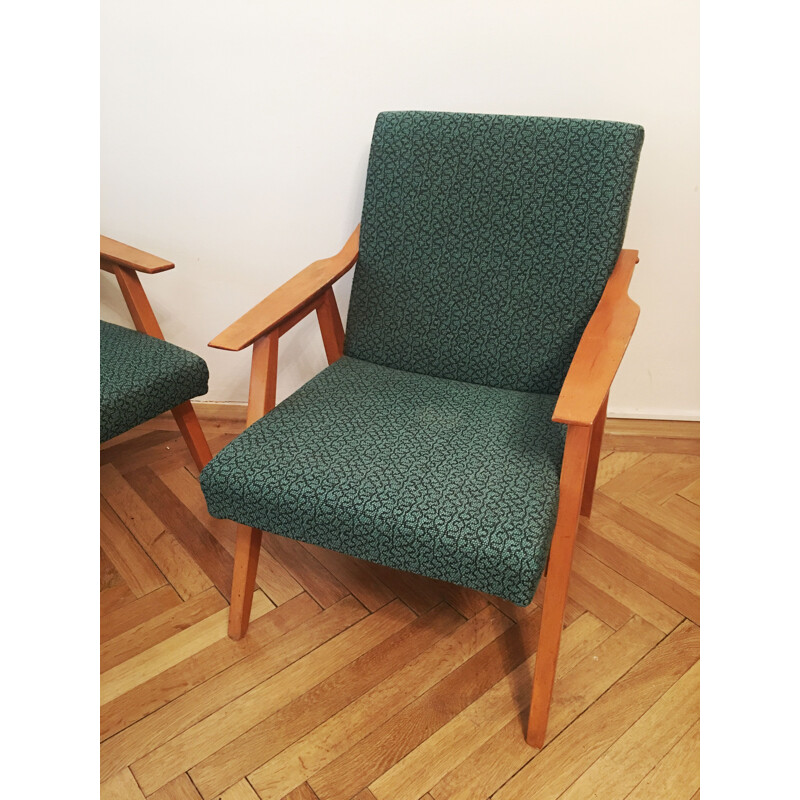 Suite de 2 fauteuils vintage verts