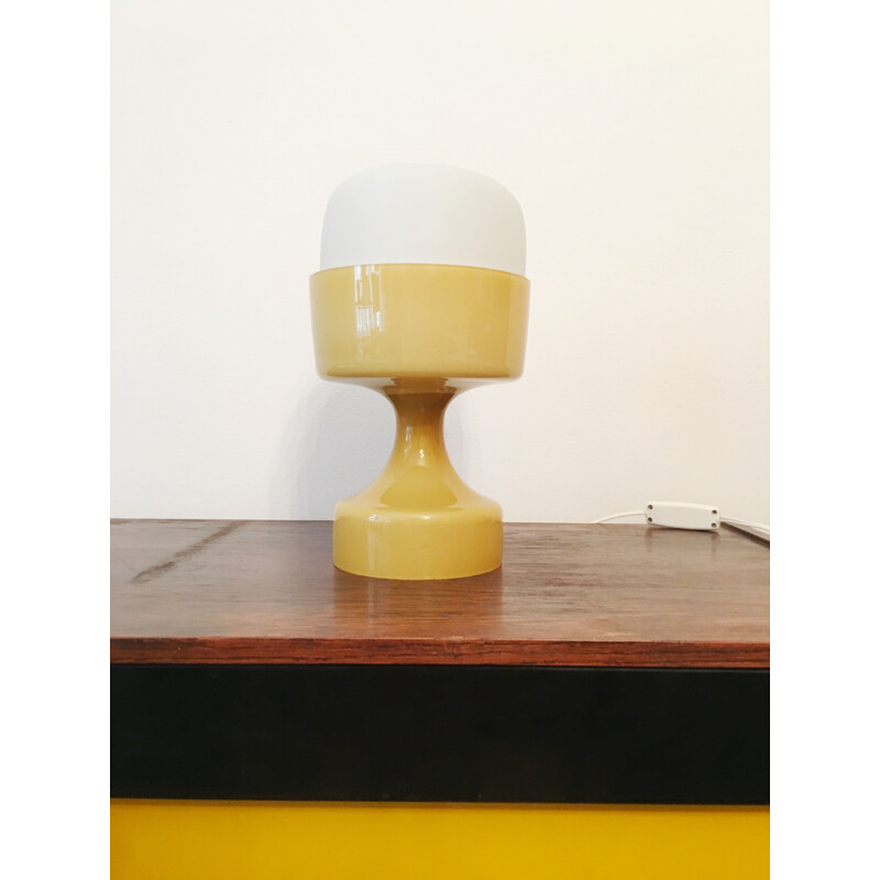 Vintage yellow glass table lamp by Ivan Jakes