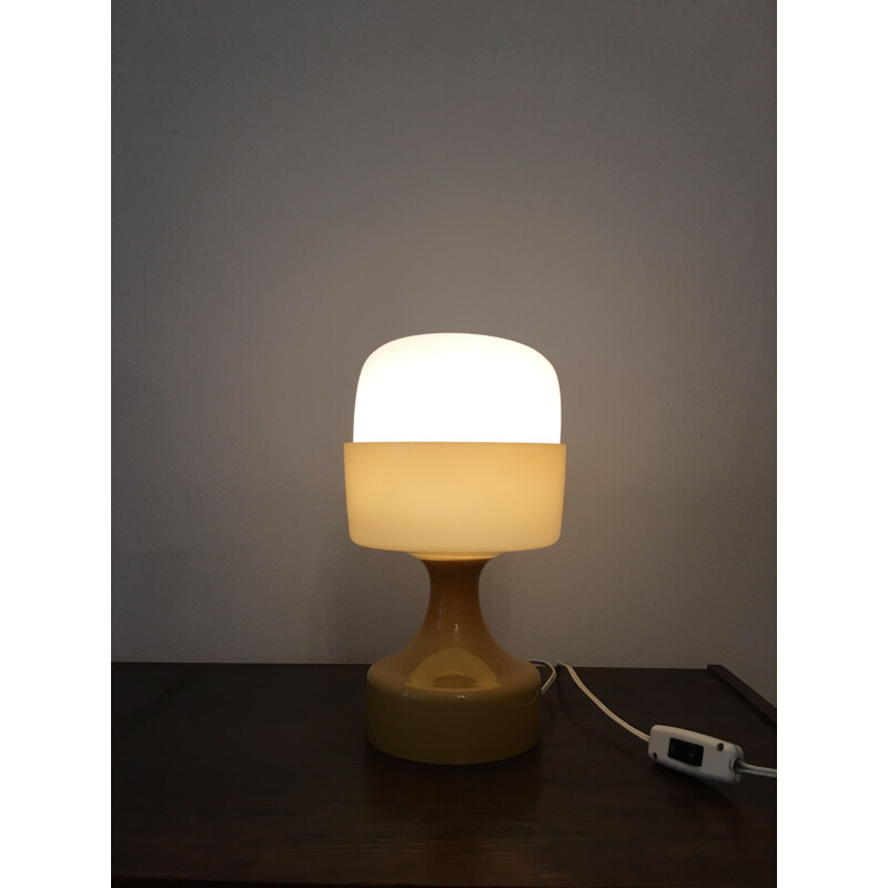 Vintage yellow glass table lamp by Ivan Jakes