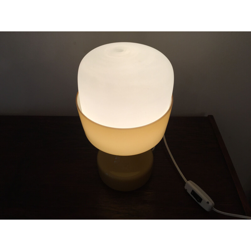 Vintage yellow glass table lamp by Ivan Jakes