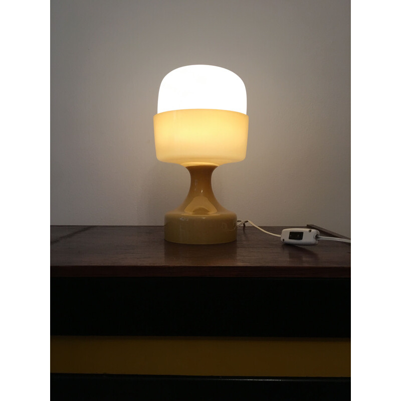 Vintage yellow glass table lamp by Ivan Jakes