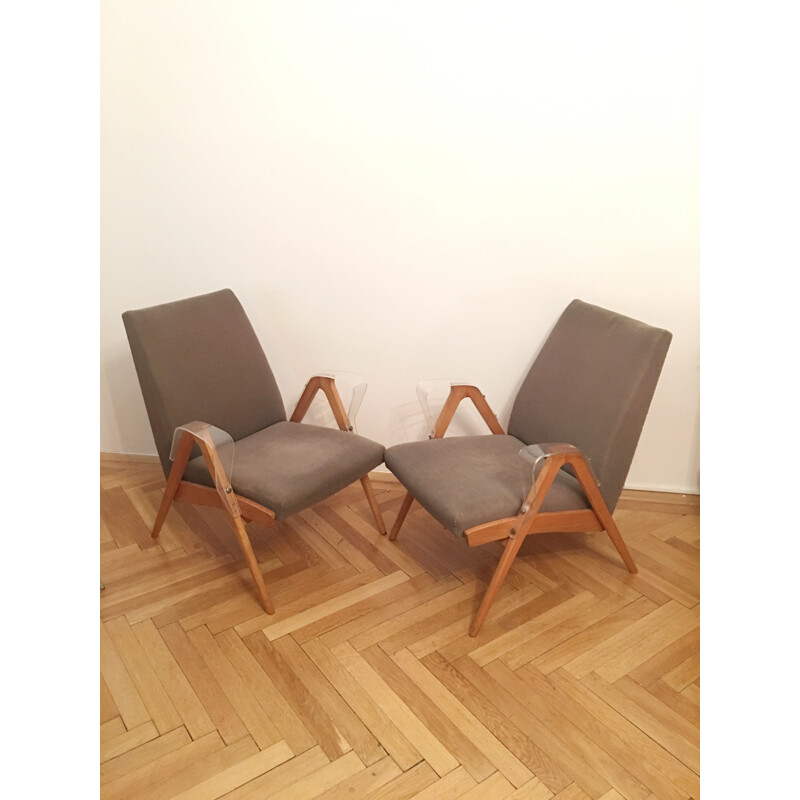 Set of 2 vintage armchairs by Frantisek Jirak