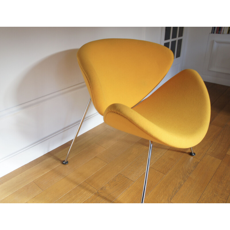 Vintage yellow Slice chair by Pierre Paulin