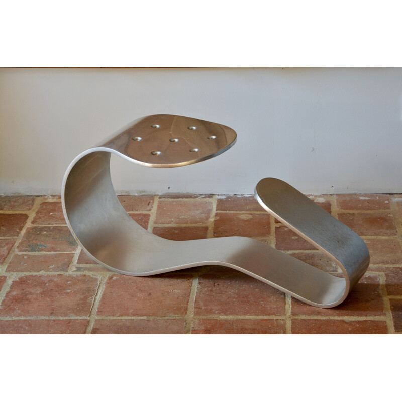 Stool vintage in cast aluminum, Roger TALLON - 1970