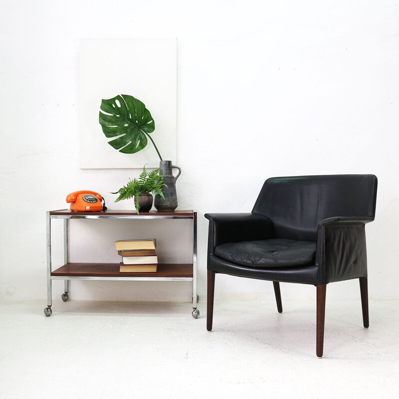 Vintage club chair in leather and rosewood by E. Larsen & A.B. Madsen, 1960