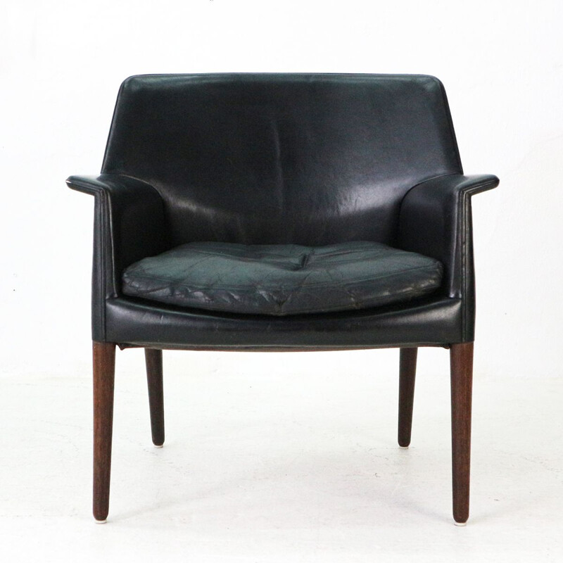 Vintage club chair in leather and rosewood by E. Larsen & A.B. Madsen, 1960