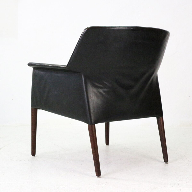 Vintage club chair in leather and rosewood by E. Larsen & A.B. Madsen, 1960