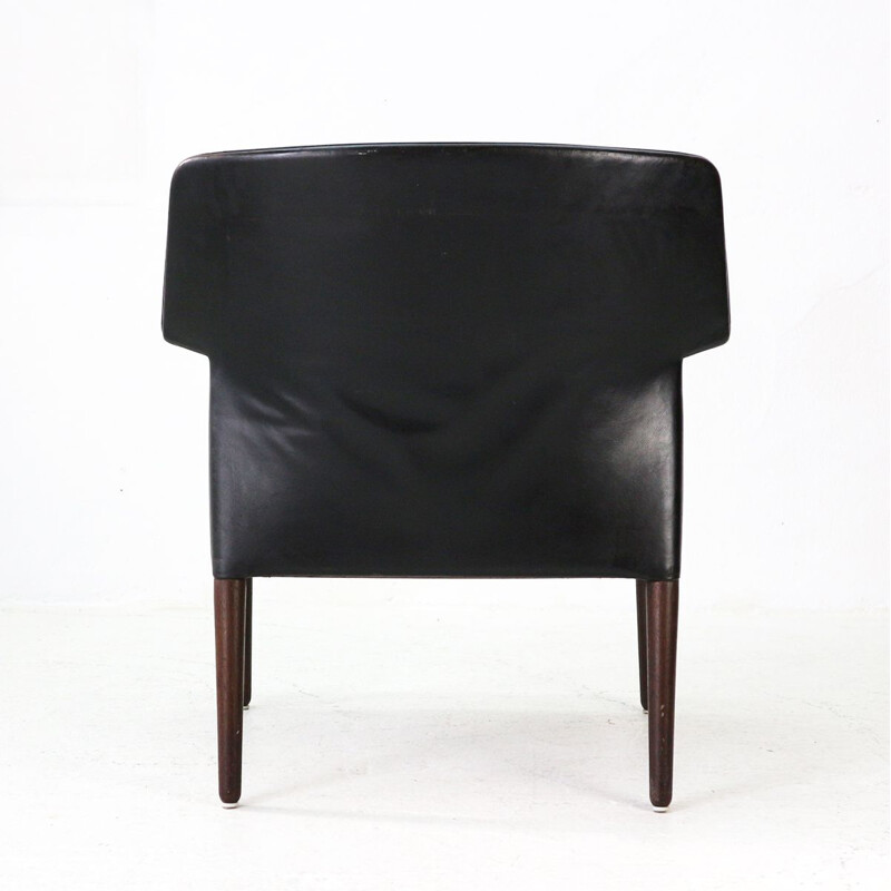 Vintage leder en palissander clubfauteuil van E. Larsen