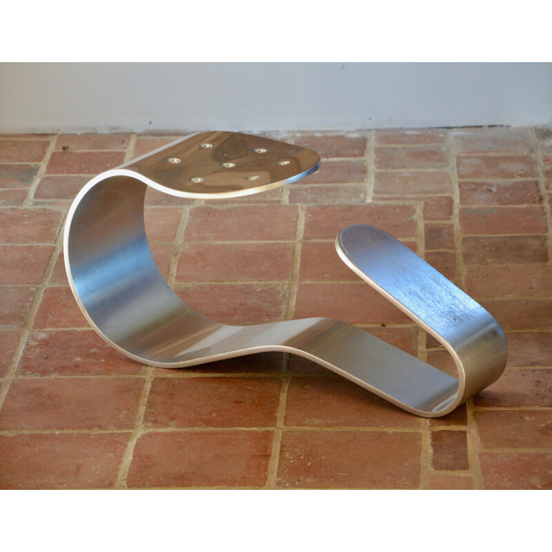 Stool vintage in cast aluminum, Roger TALLON - 1970