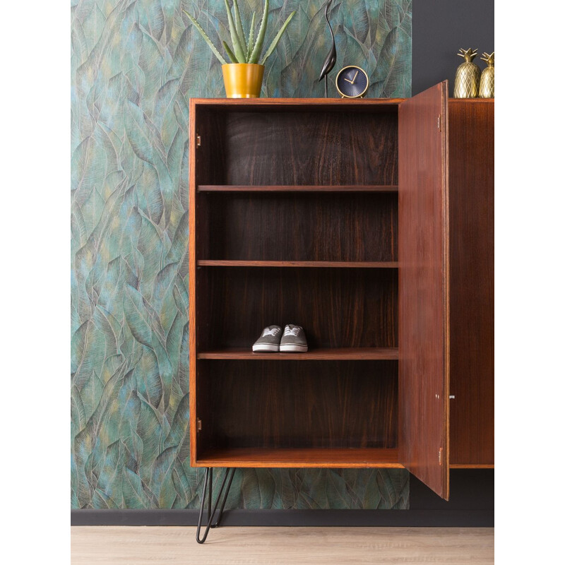 Vintage shoe cabinet in rosewood and steel 1950s