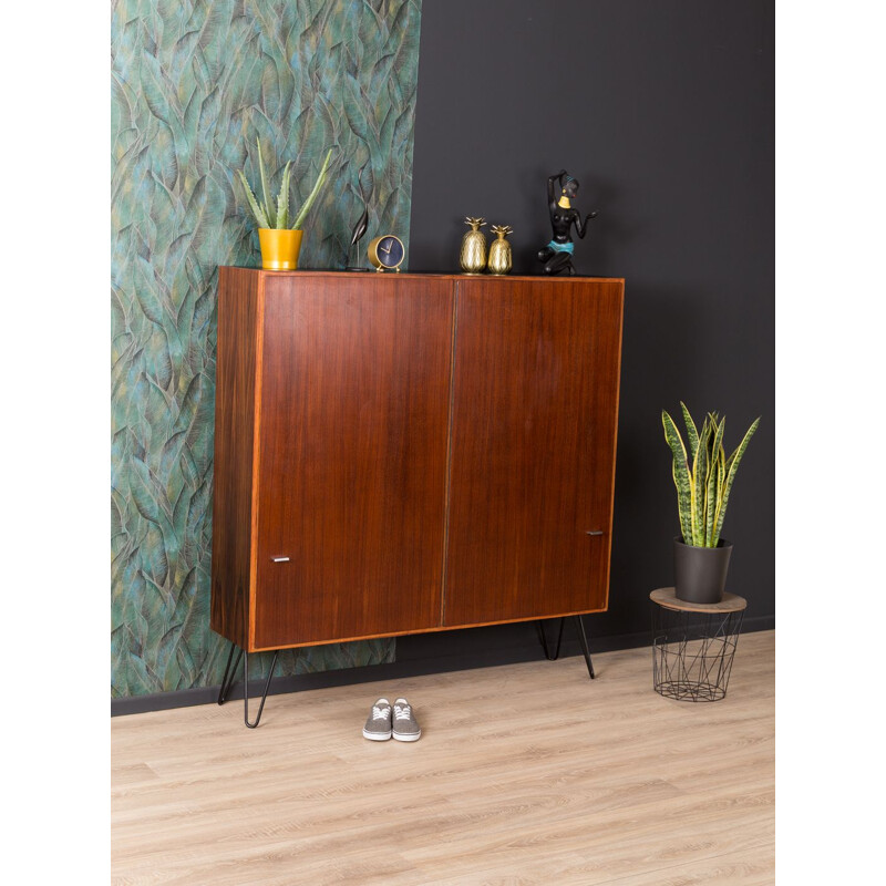 Vintage shoe cabinet in rosewood and steel 1950s