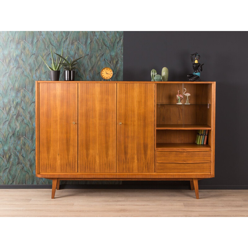 Vintage german sideboard in walnut and glass 1960