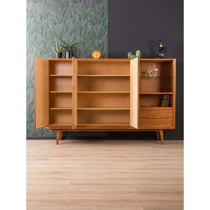 Vintage german sideboard in walnut and glass 1960