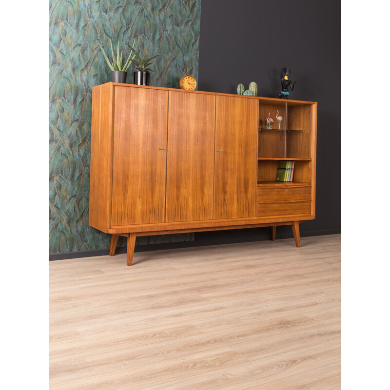 Vintage german sideboard in walnut and glass 1960