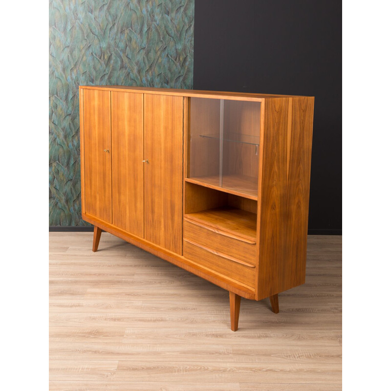 Vintage german sideboard in walnut and glass 1960