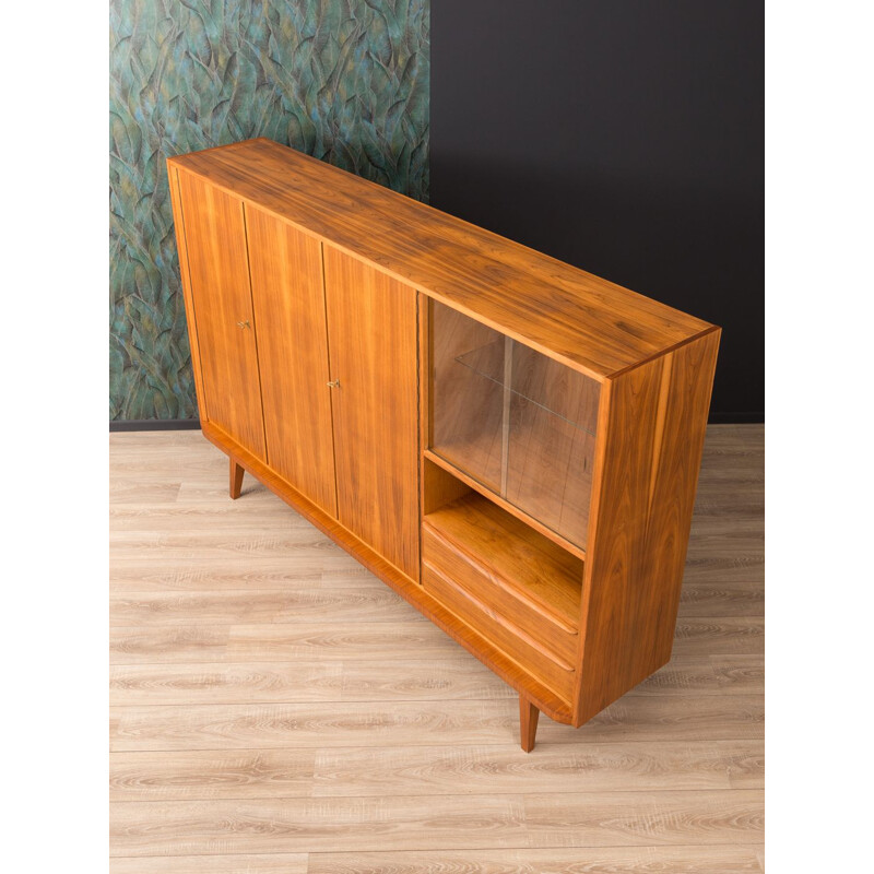 Vintage german sideboard in walnut and glass 1960