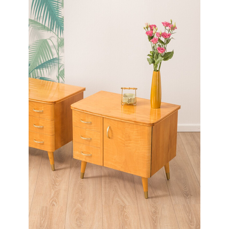 Set of 2 vintage bedside tables in cherrywood 1950