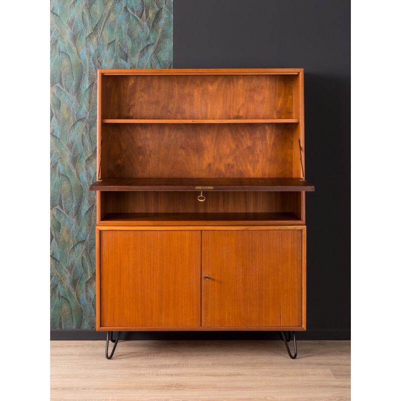 Vintage german secretary desk for WK Möbel in teak and steel 1960