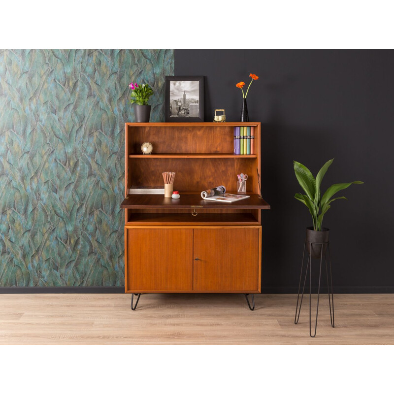 Vintage german secretary desk for WK Möbel in teak and steel 1960