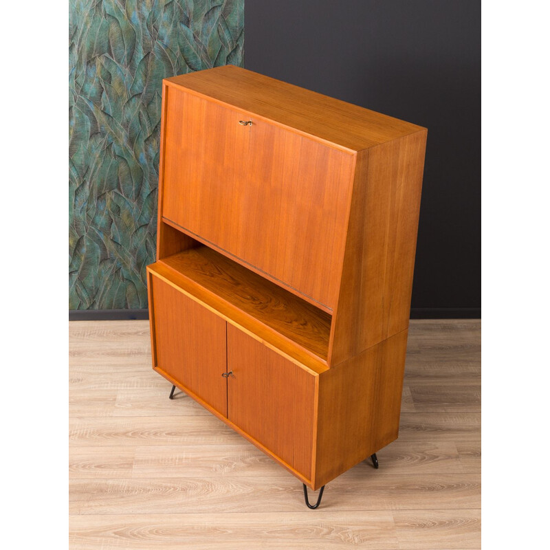 Vintage german secretary desk for WK Möbel in teak and steel 1960