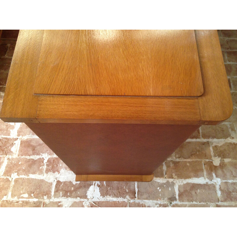 Vintage wood and leatherette storage cabinet