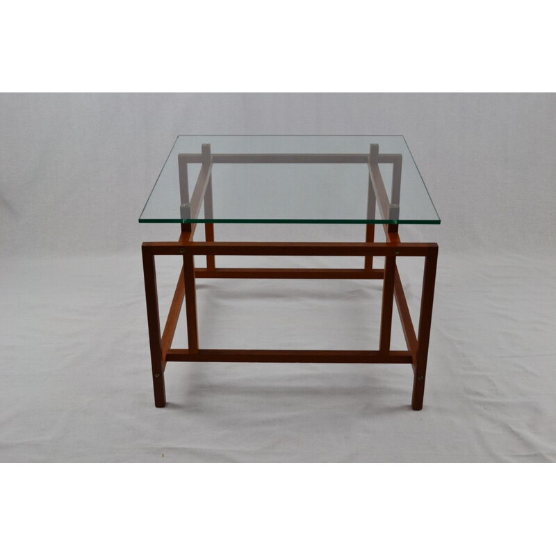 Vintage coffee table in teak and glass