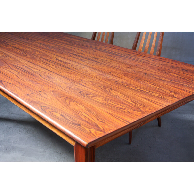 Vintage large Danish rosewood dining table