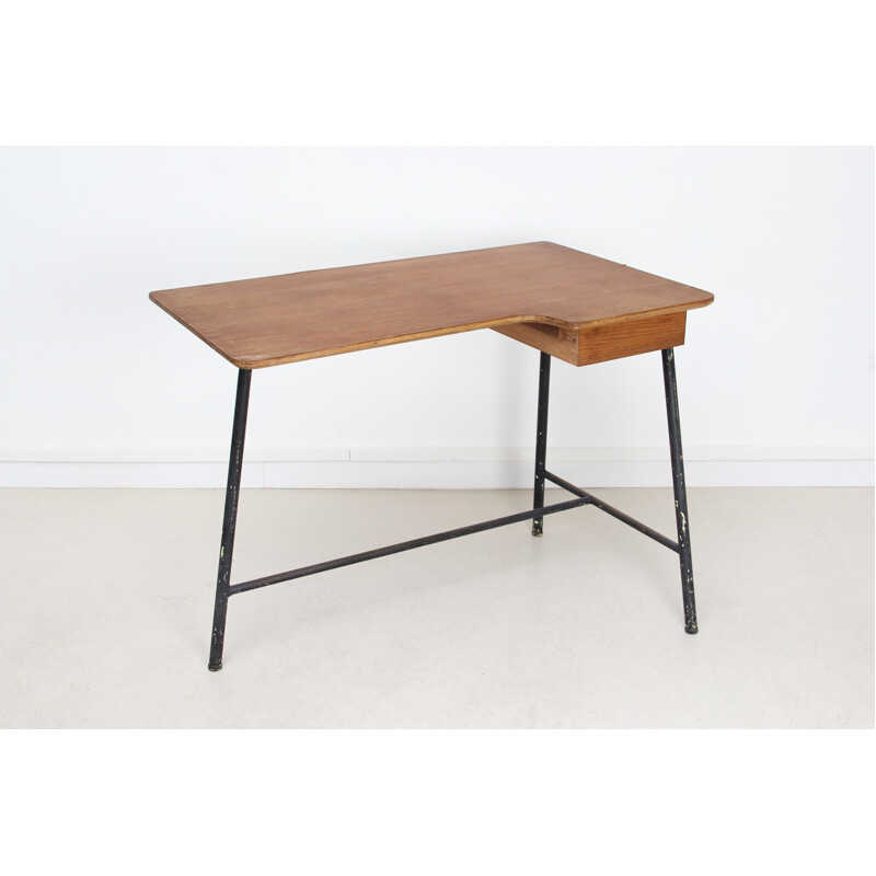 Tripod desk in wood and metal, Jacques HITIER - 1950s