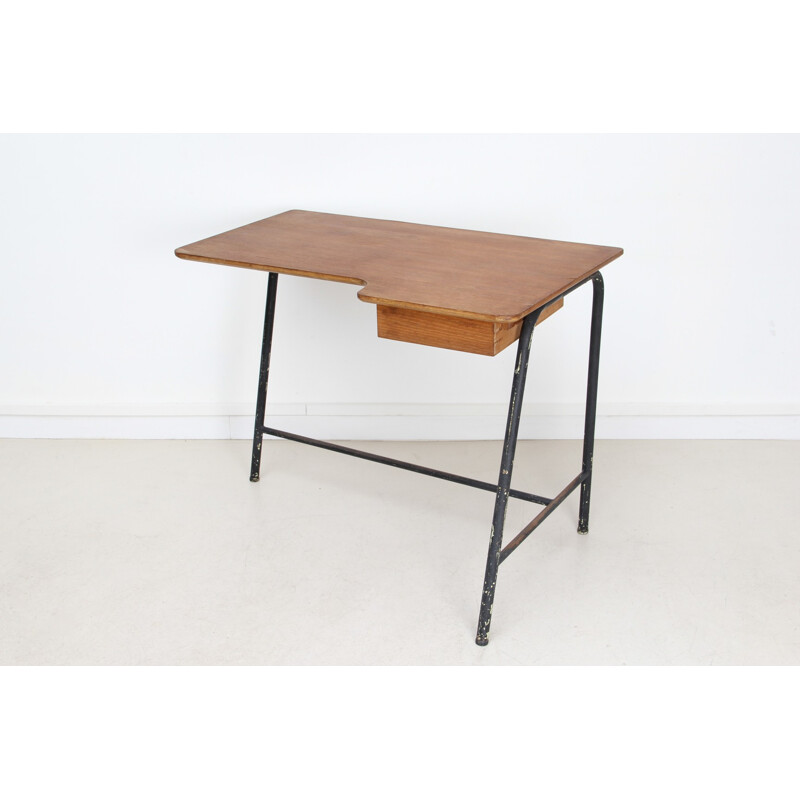 Tripod desk in wood and metal, Jacques HITIER - 1950s