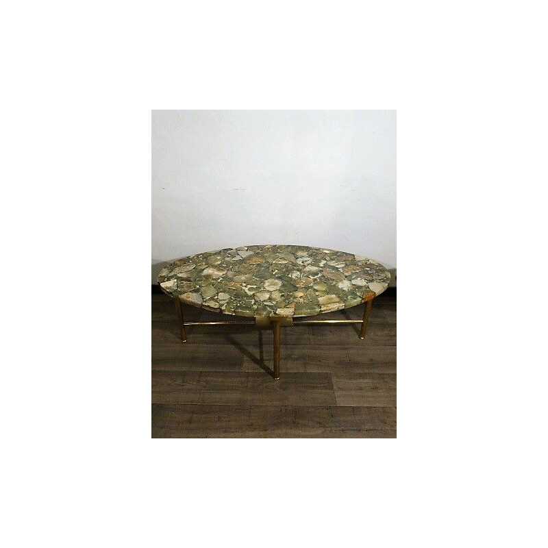 Vintage coffee table in brass and onyx from madagascar