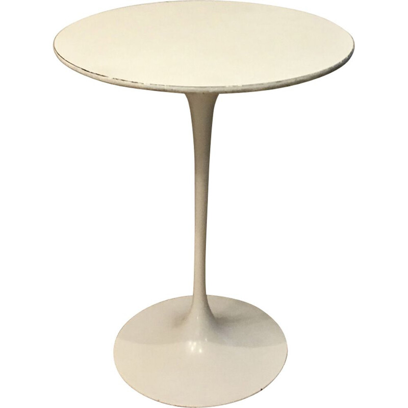 Vintage white Tulip side table for Knoll in white aluminum 1960