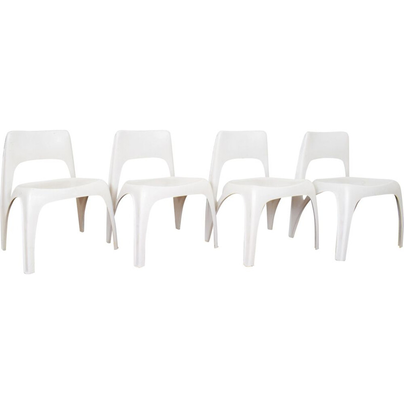 Ensemble de 4 chaises vintage pour Interplast en plastique 1970