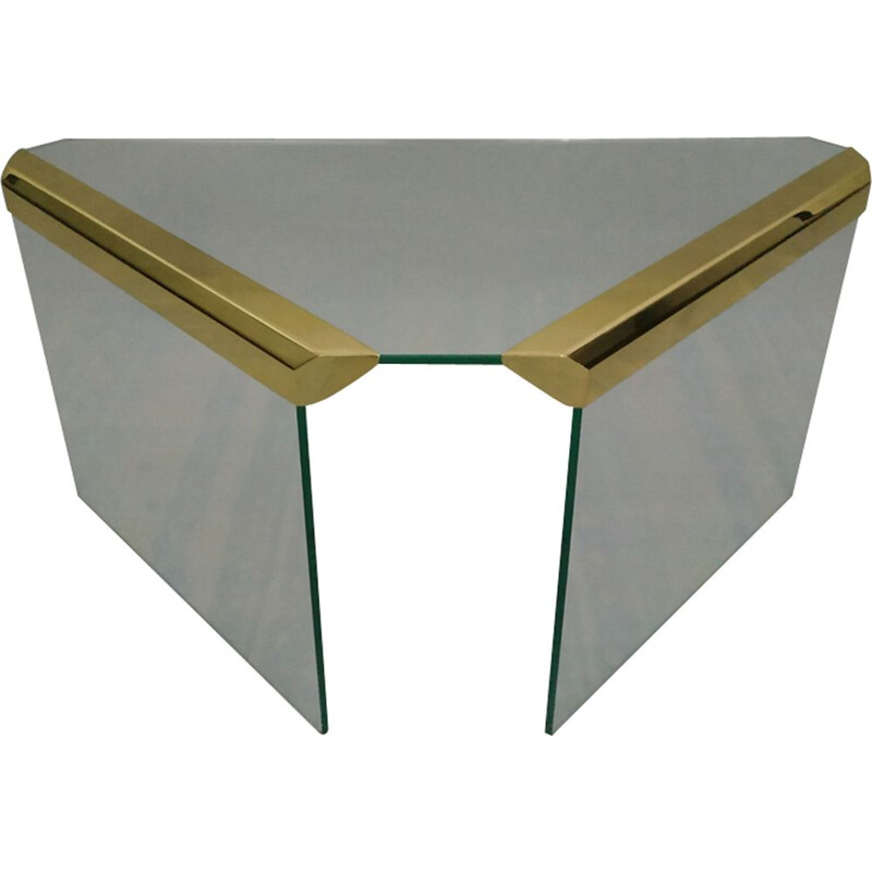 Vintage table for Gallotti & Radice in brass and glass 1970