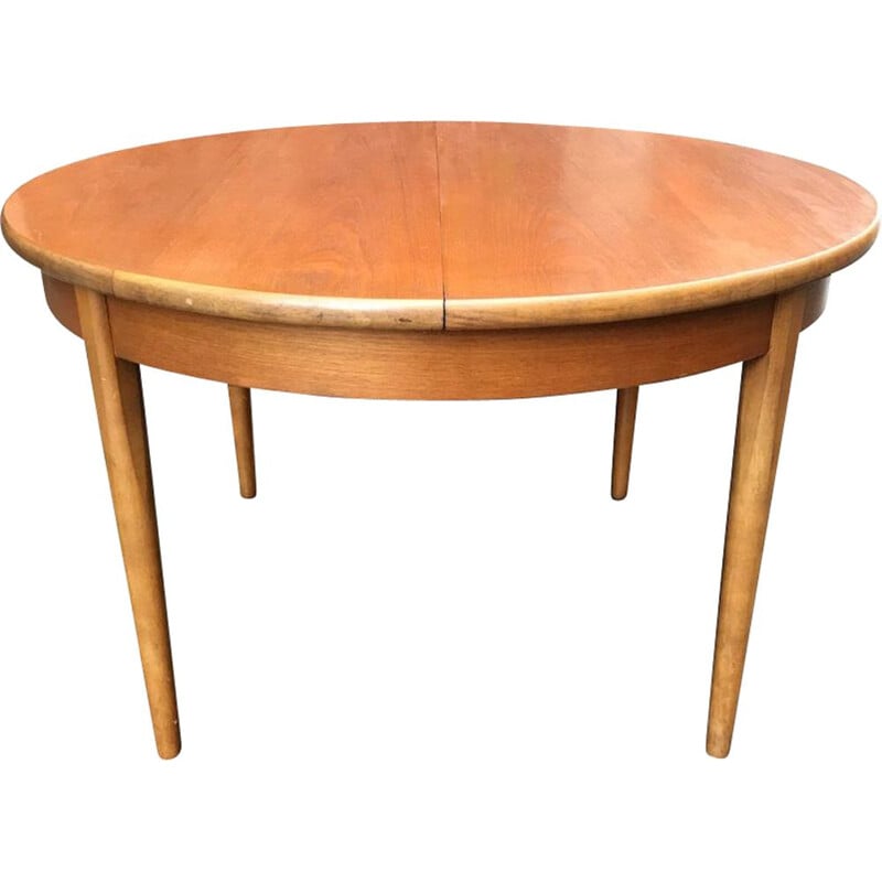 Vintage circular scandinavian wooden table 1960
