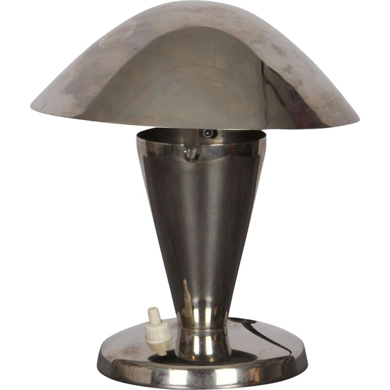 Lampe vintage tchèque en métal gris 1940