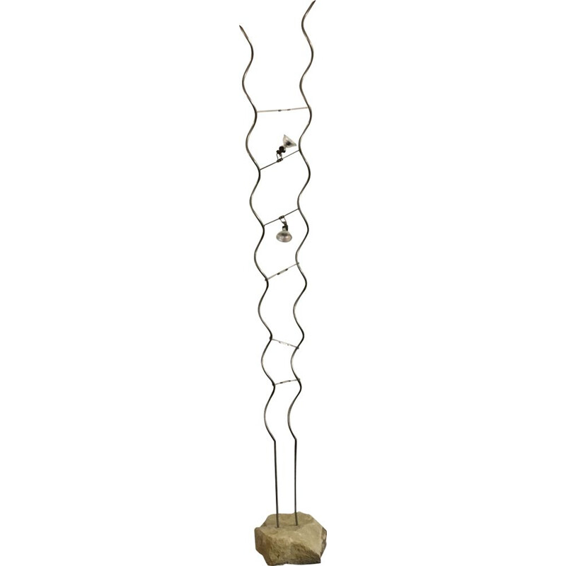 Vintage floor lamp in stone and metal 1980