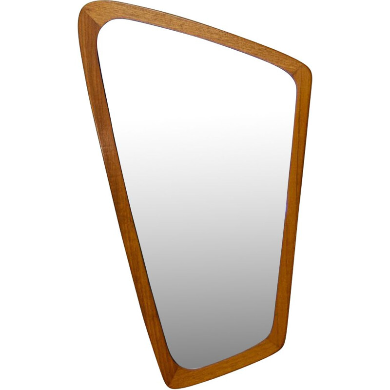 Vintage scandinavian mirror in teak and glass 1950