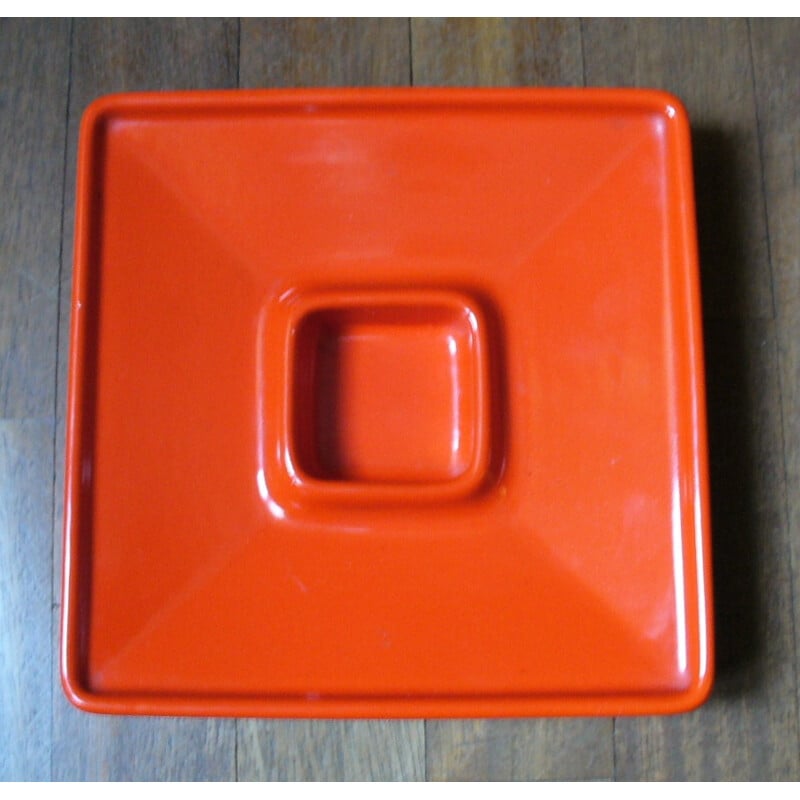 Vintage orange ceramic ashtray by Angelo Mangiarotti, 1965