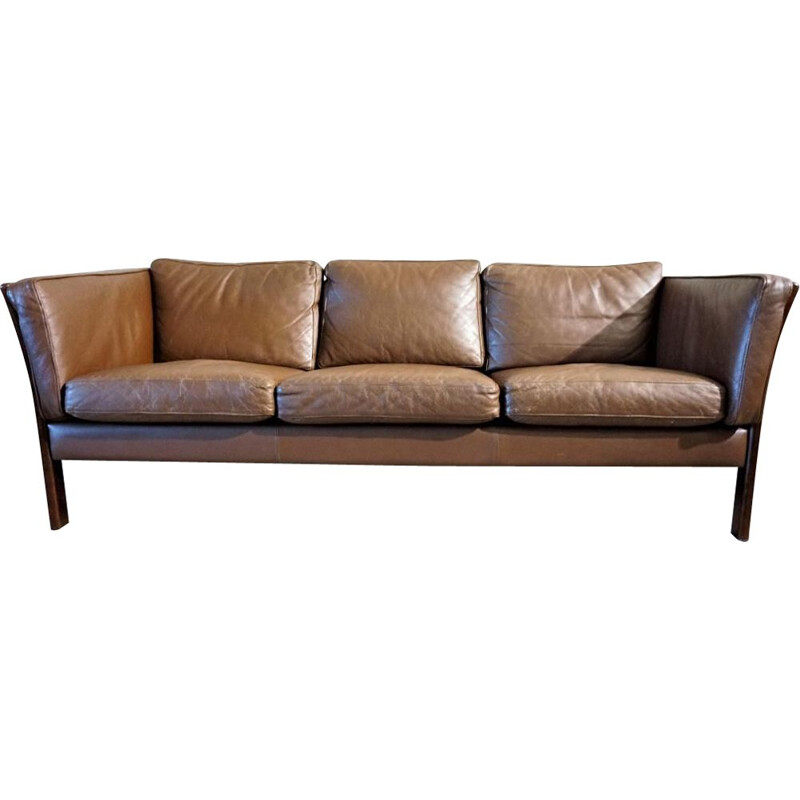 Vintage Scandinavian sofa in brown leather