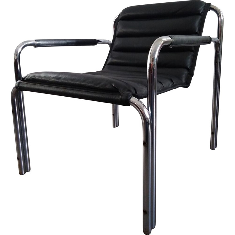 Baroumand Vintage Sessel aus schwarzem Leder 1980