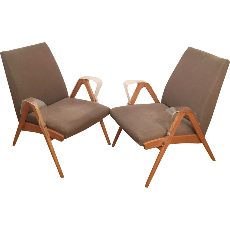 Suite de 2 fauteuils vintage par Frantisek Jirak