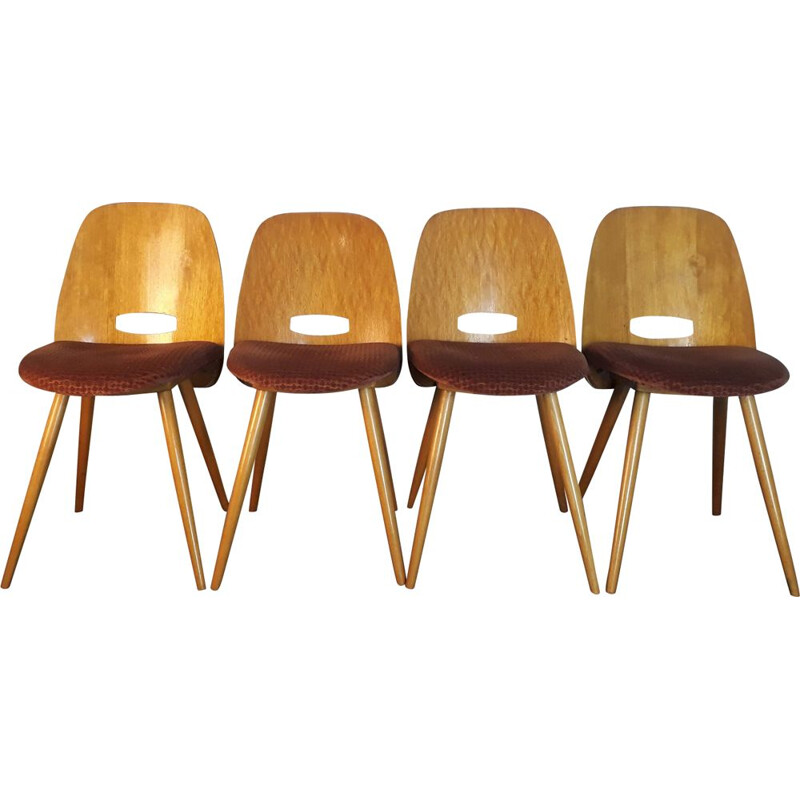 Suite de 4 chaises vintage par Jirak par TATRA