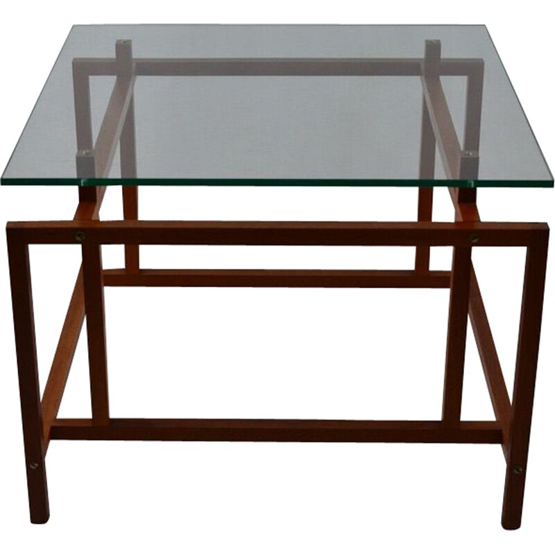 Vintage coffee table in teak and glass