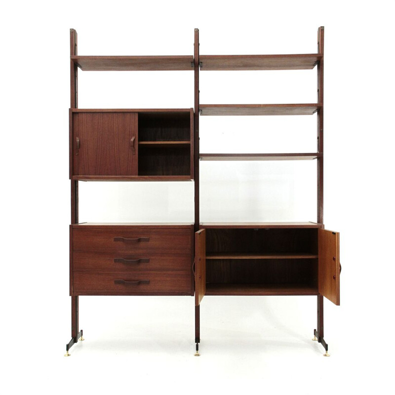 Vintage Italian wall unit in teak, 1960